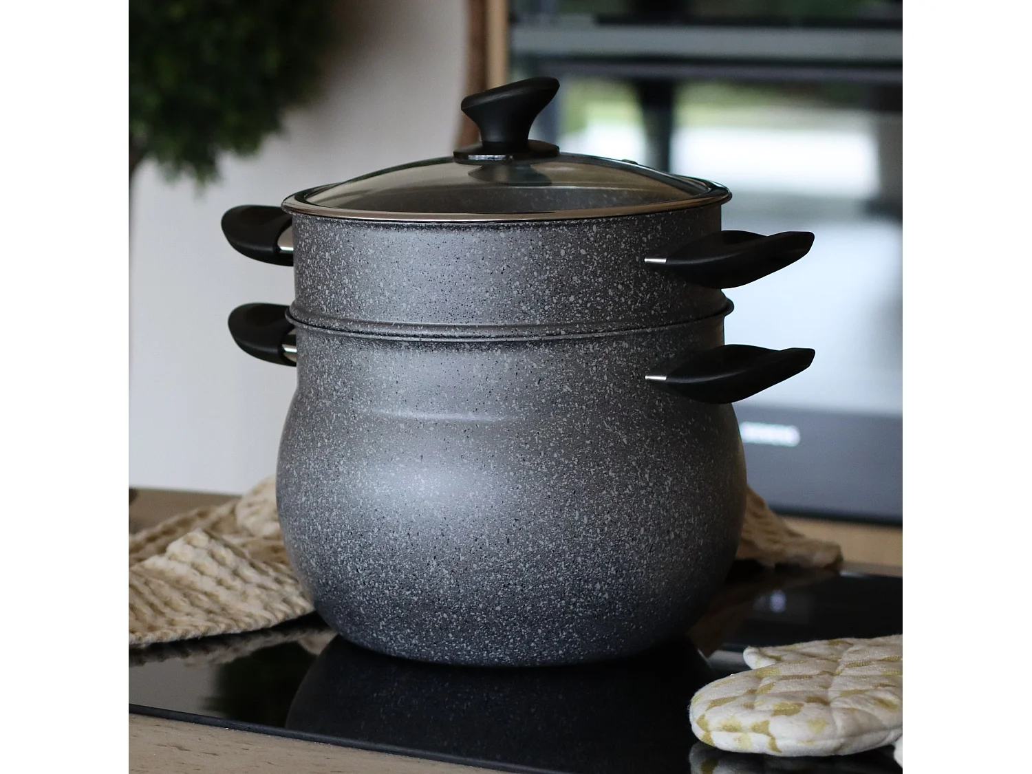 Menastyl - Couscoussier Induction 9l En Aluminium Effet Marbre Avec Couvercle