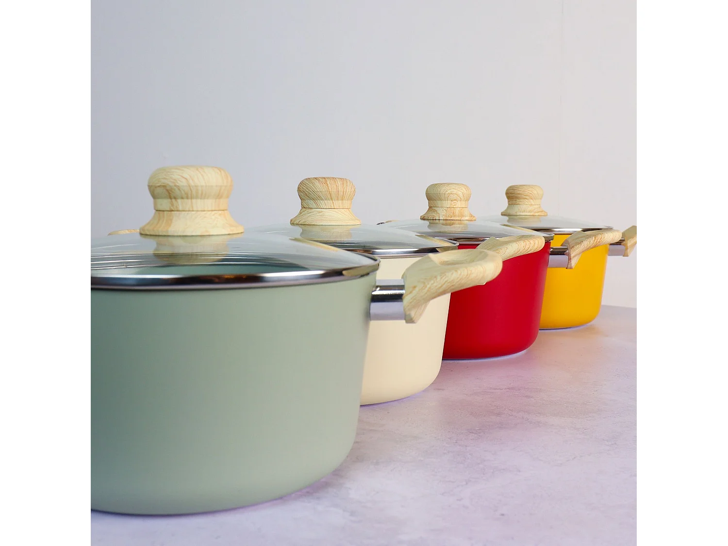 Menastyl - Faitout 20cm Colorama Celadon - En Aluminium - Revetement Antiadhesif En Ceramique