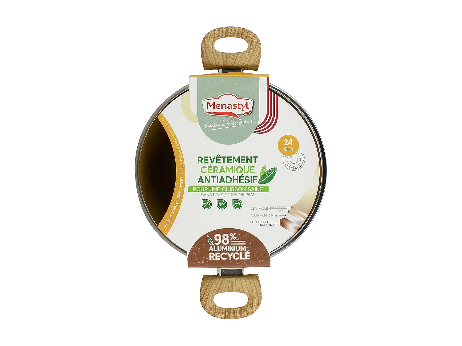 Menastyl - Faitout 24cm Colorama Safran- En Aluminium - Revetement Antiadhesif En Ceramique