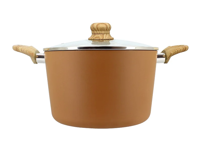 Menastyl - Faitout 24cm Colorama Noisette - En Aluminium - Revetement Antiadhesif En Ceramique