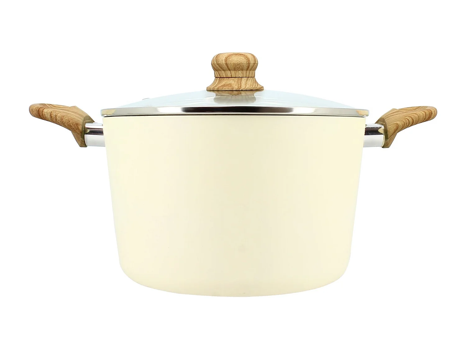 Menastyl - Faitout 24cm Colorama Creme - En Aluminium - Revetement Antiadhesif En Ceramique