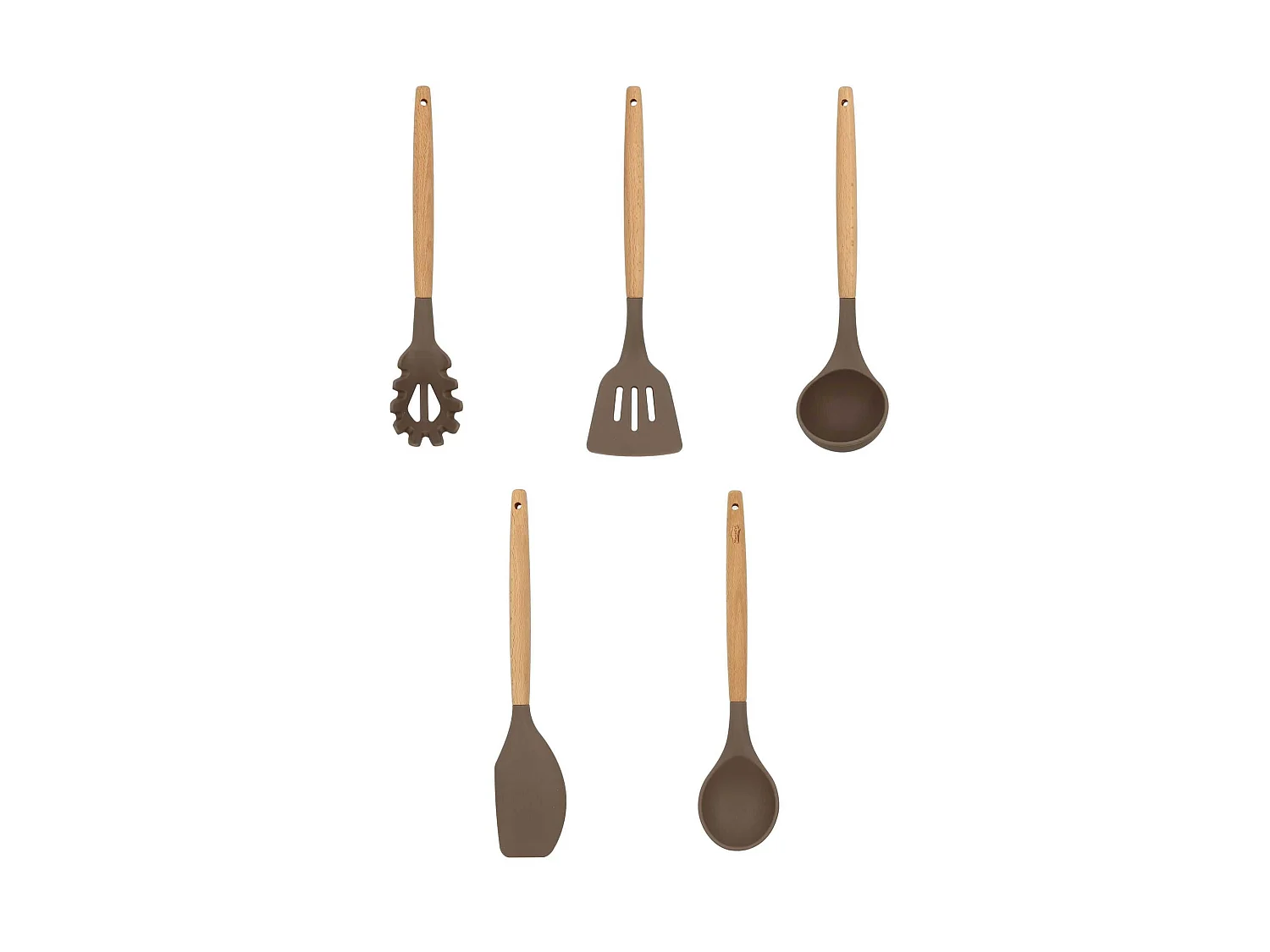 Menastyl - Set 5 Ustensiles Eliott Silicone Manche En Bois