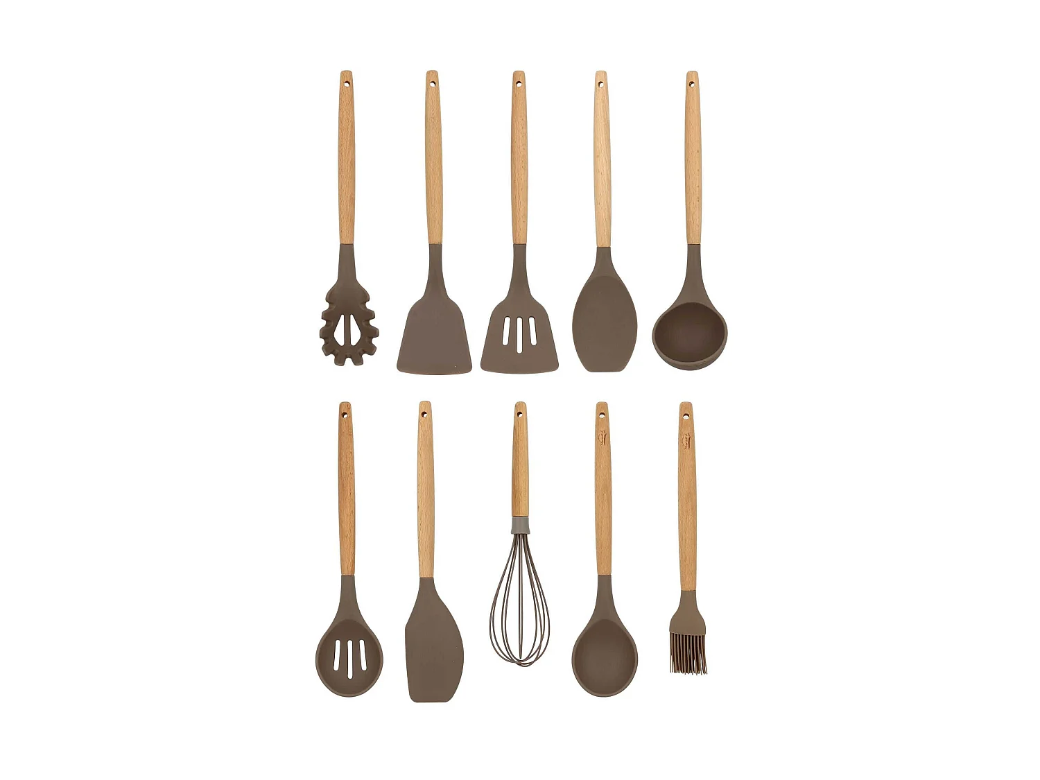 Menastyl - Set 10 Ustensiles Eliott Silicone Manche En Bois