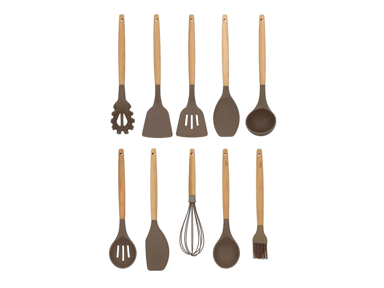 Menastyl - Set 10 Ustensiles Eliott Silicone Manche En Bois