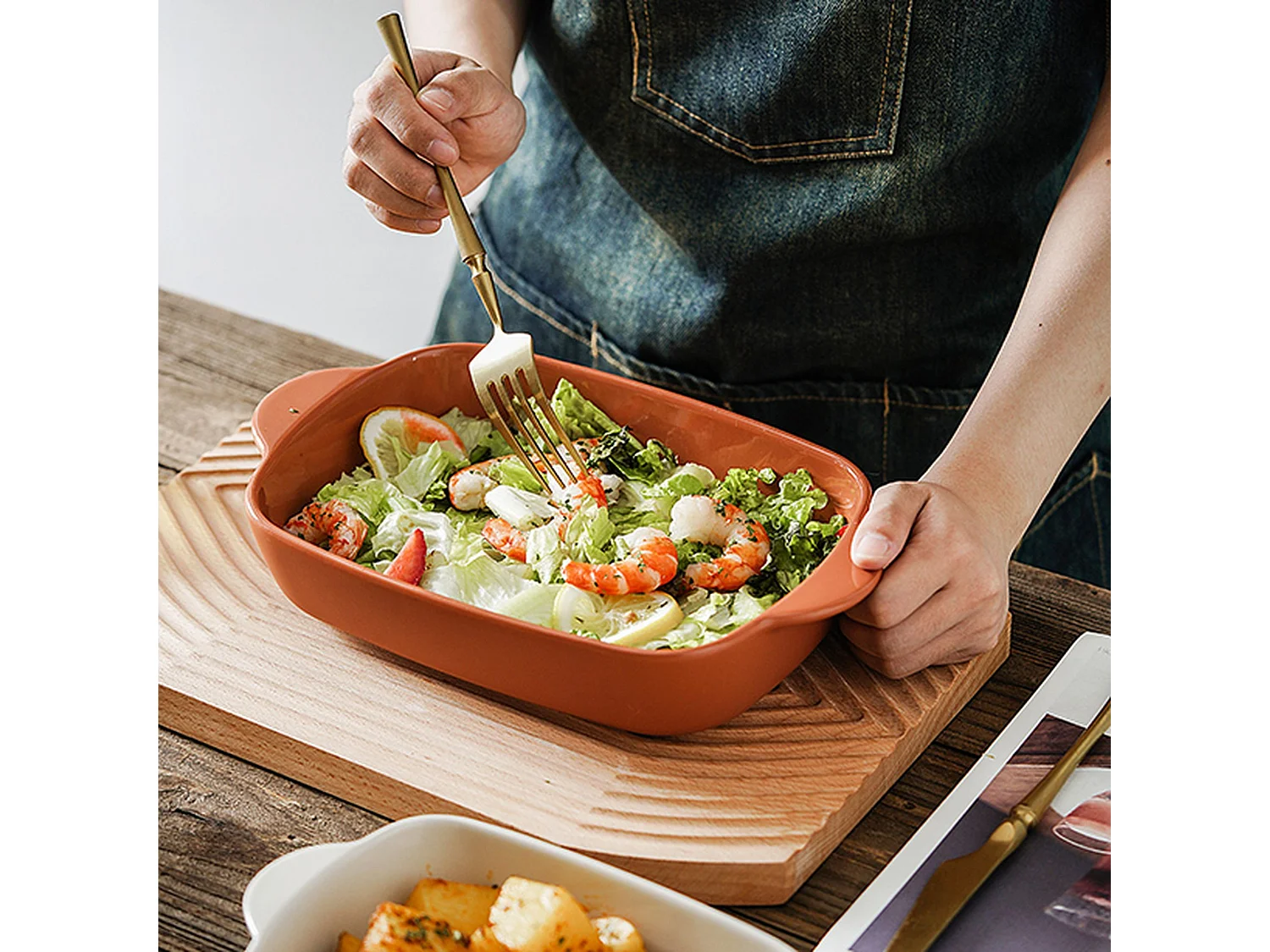 Menastyl - Plat A Four Octave Rectangle 22x13.5cm 500ml En Gres Terracotta