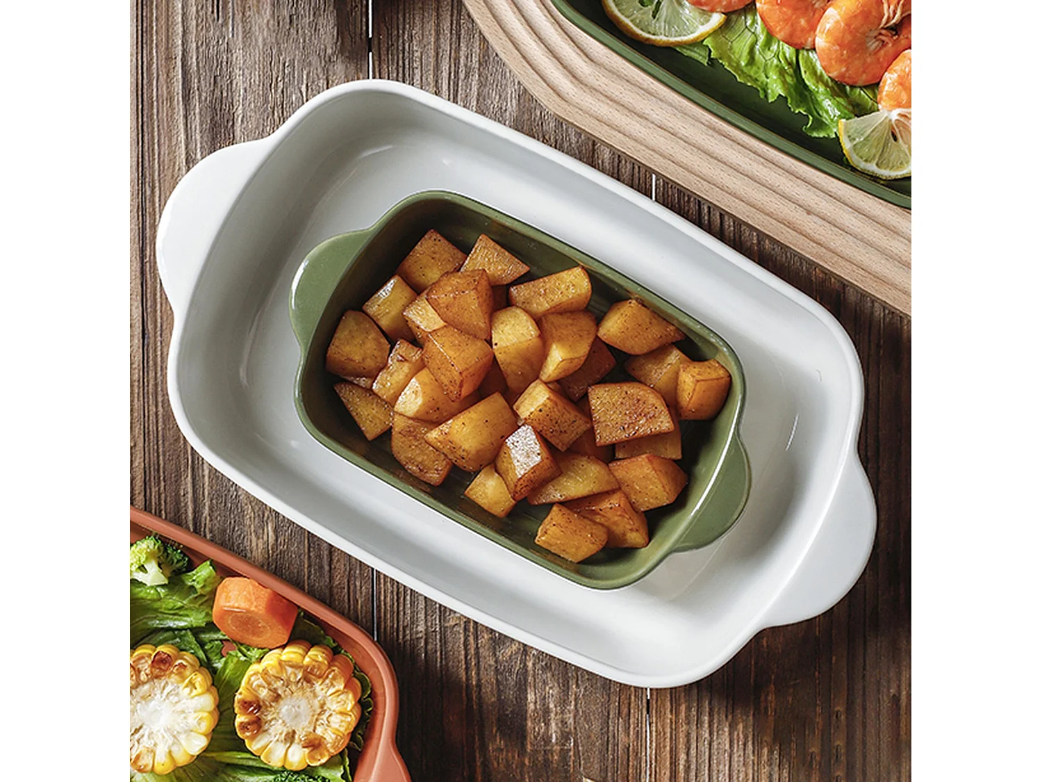 Menastyl - Plat A Four Octave Rectangle 38x23cm 3.3l En Gres Beige