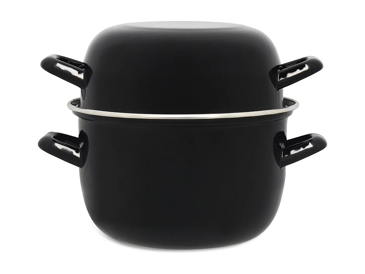 Menastyl - Marmite A Moules 18 Cm En Acier Emaille Noir