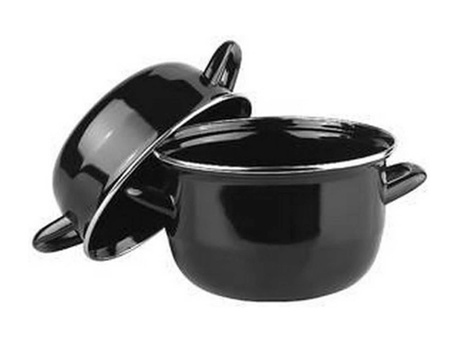 Menastyl - Marmite A Moules 18 Cm En Acier Emaille Noir