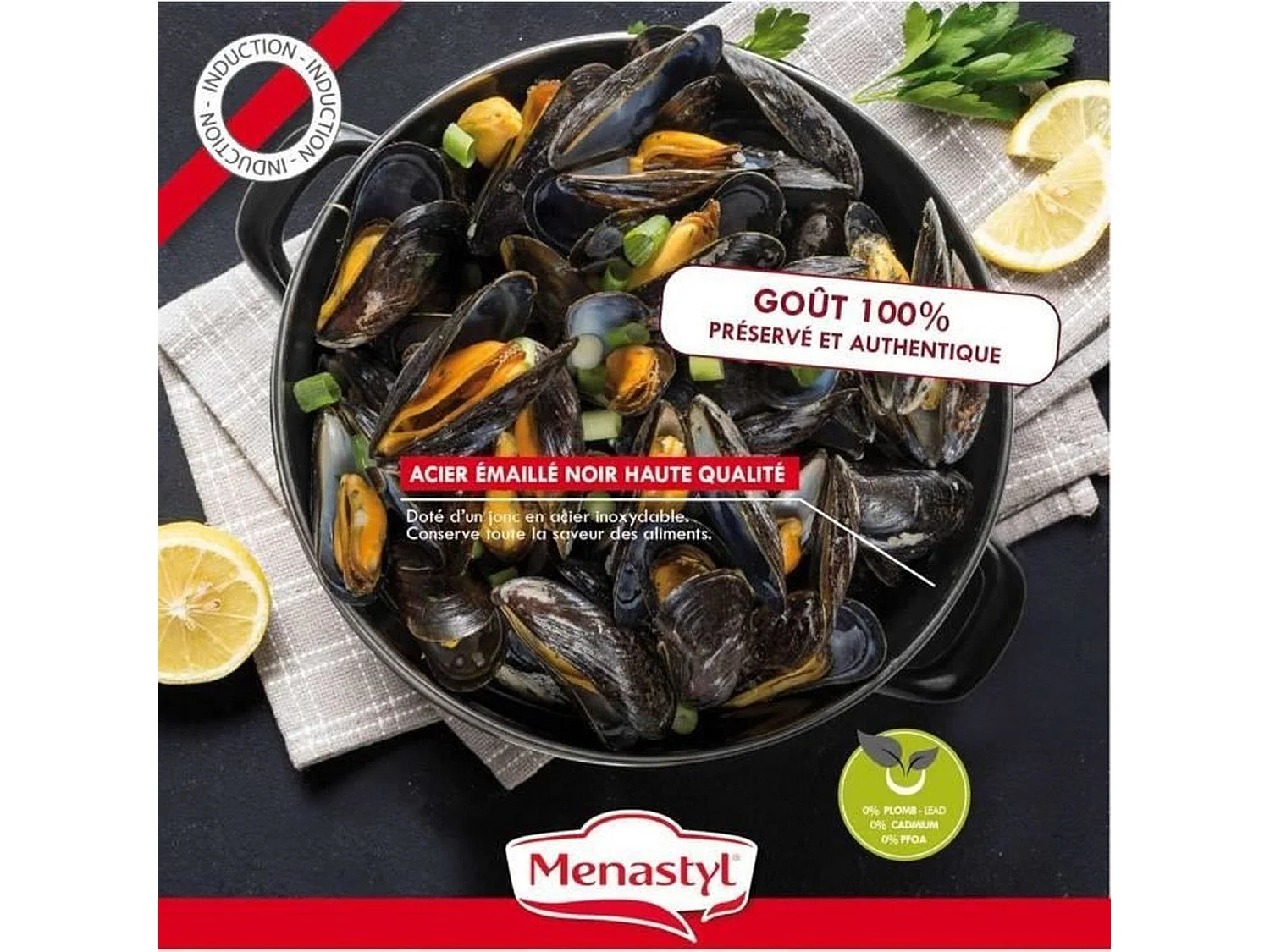 Menastyl - Marmite A Moules 18 Cm En Acier Emaille Noir