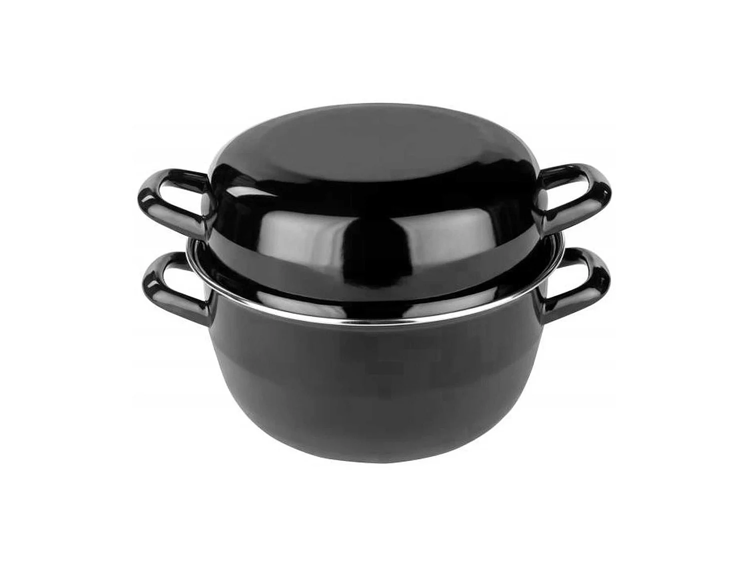 Menastyl - Marmite à Moules 18 Cm En Acier Emaille Noir