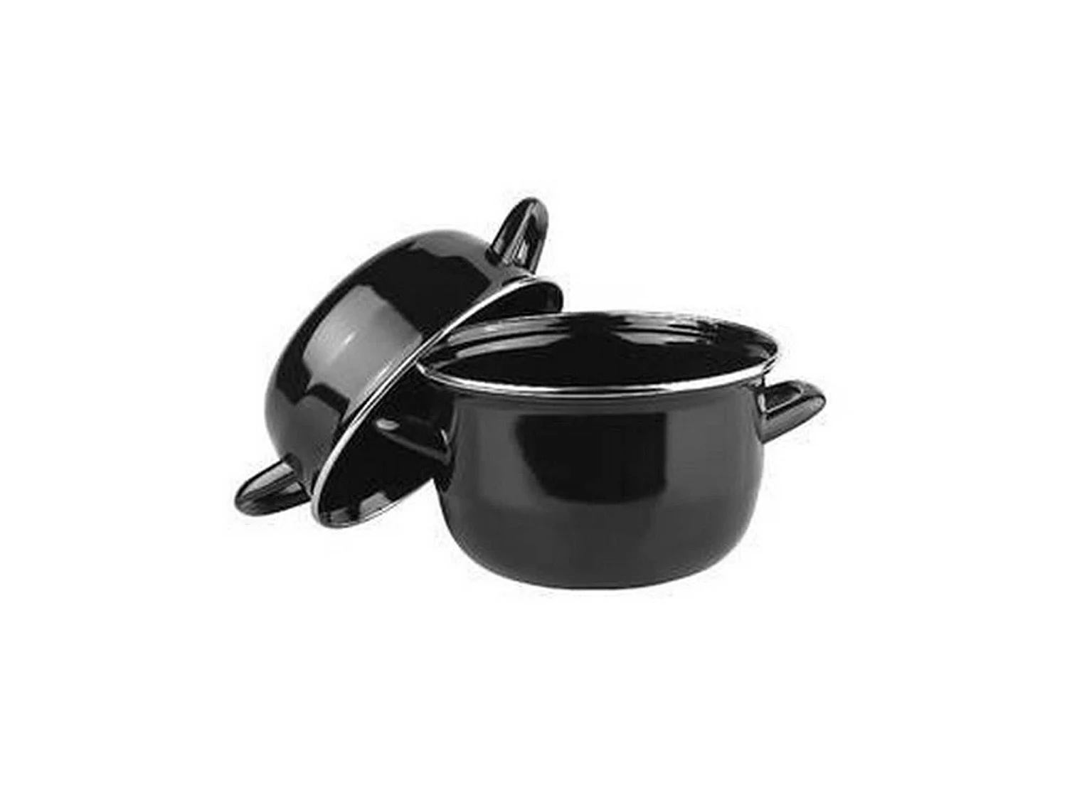 Menastyl - Marmite à Moules 18 Cm En Acier Emaille Noir