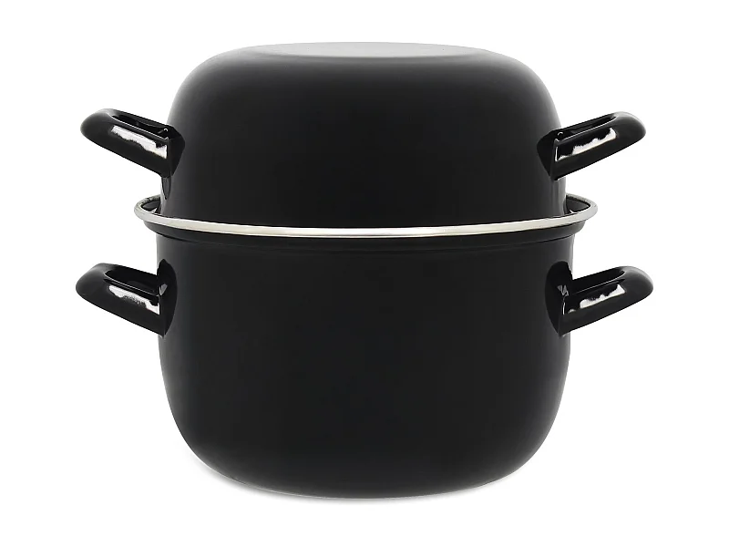 Menastyl - Marmite A Moules 18 Cm En Acier Emaille Noir
