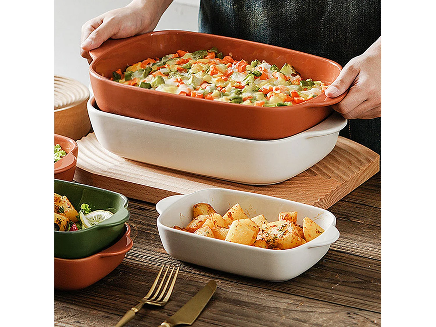 Menastyl - Plat A Four Octave Rectangle 38x23cm 3.3l En Gres Terracotta