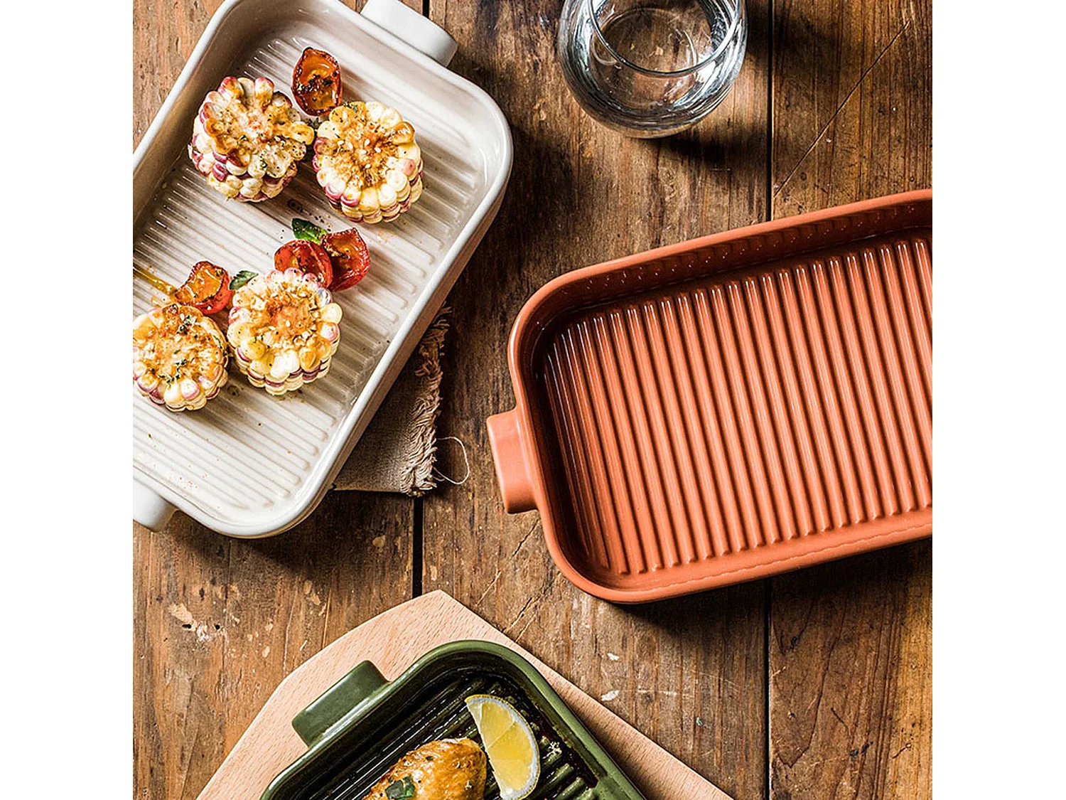 Menastyl - Plat A Four Grille Octave Rectangle 26.5x15 Cm En Gres Terracotta