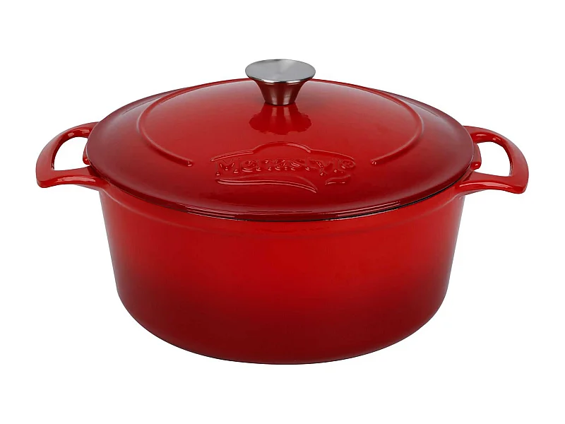 Menastyl - Cocotte Colette Ronde 7l 29cm En Fonte Emaille Rouge