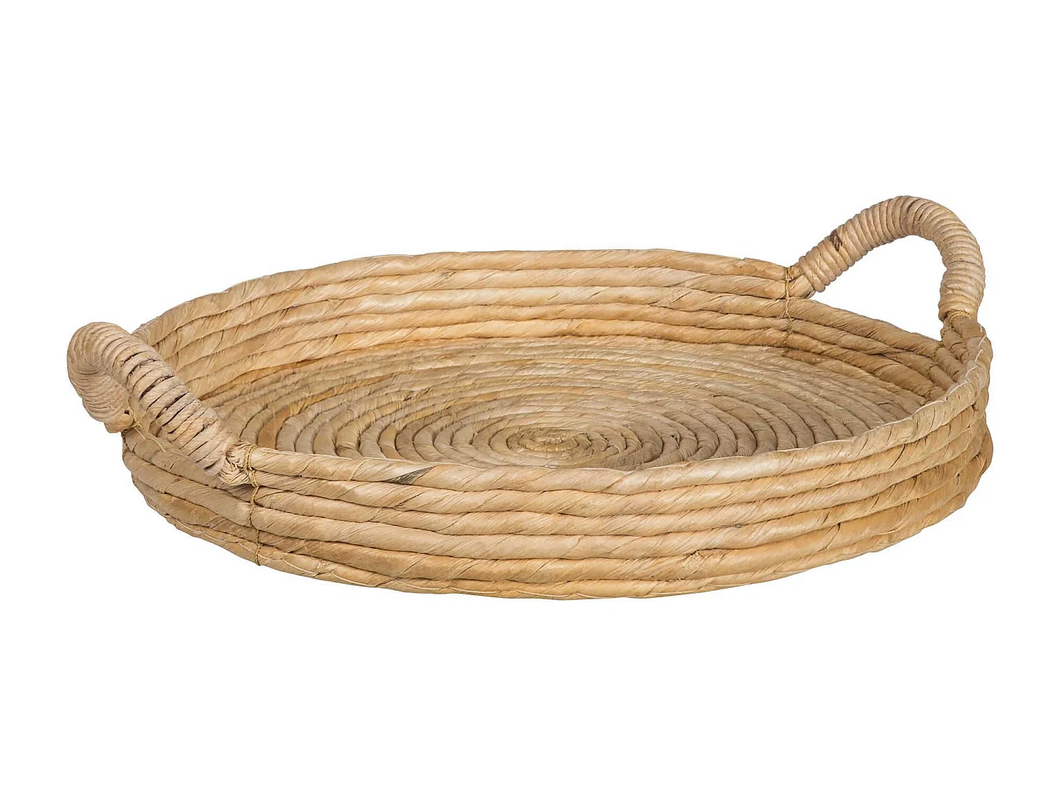 Now's Home - Plateau Rond En  Fibres D' Abaca D48cm X H8.5cm Avec Poignees Dounia