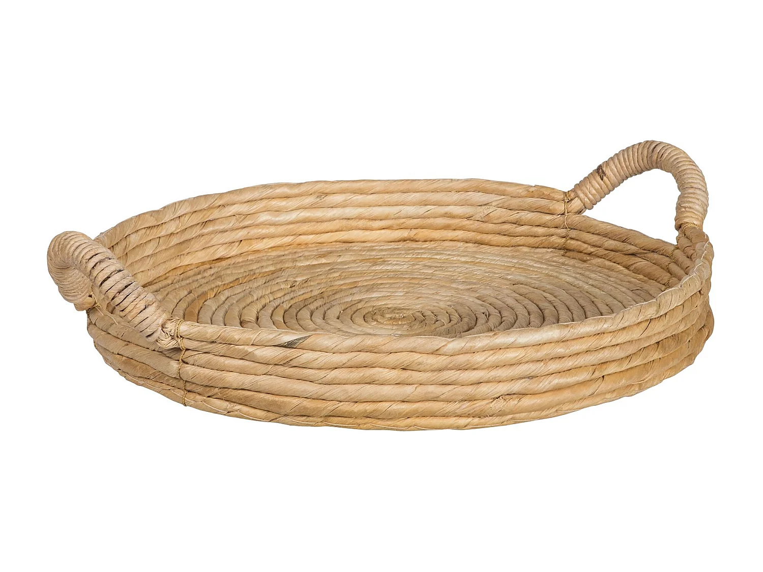 Now's Home - Plateau Rond En  Fibres D' Abaca D48cm X H8.5cm Avec Poignées Dounia