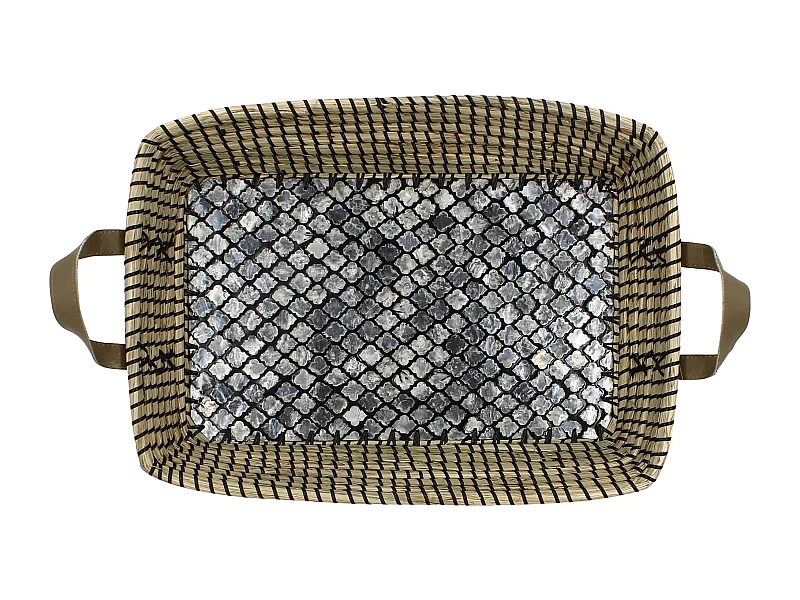 Now's Home - Plateau Rectangle En Jonc De Mer Et En Nacre 50x35 Hauteur 9cm Kos