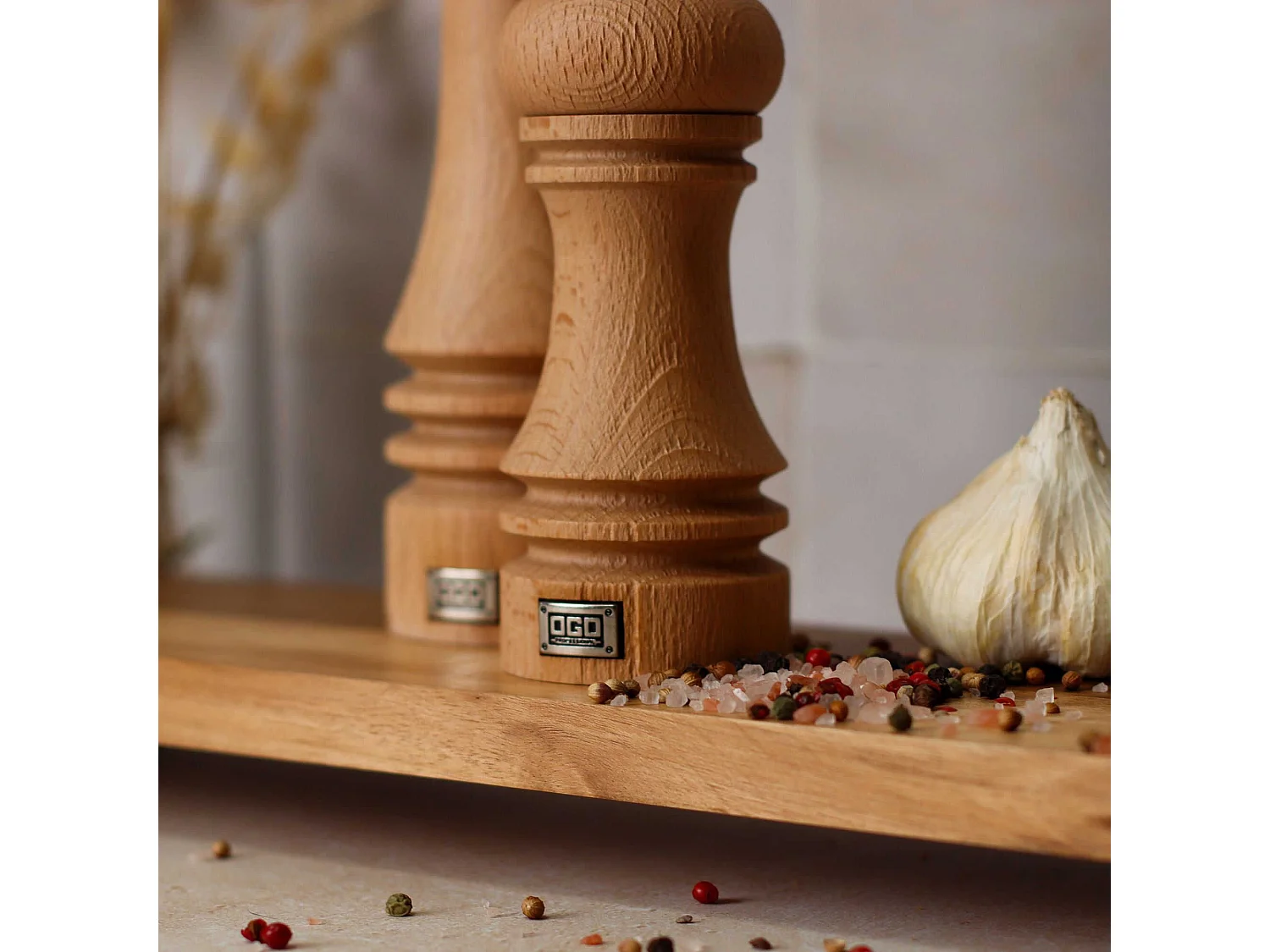 Ogo Living - Moulin A Sel Recycle 15cm En Bois De Hetre Naturel