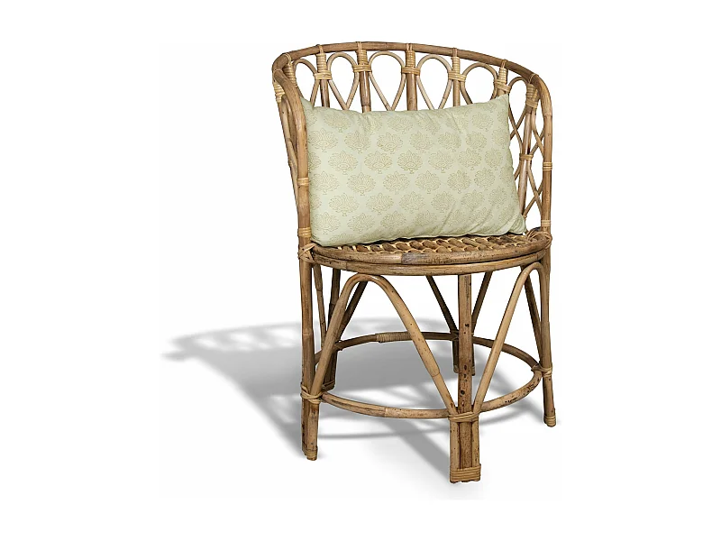 Now's Home - Fauteuil En Rotin Tresse Avec Coussin Terracotta