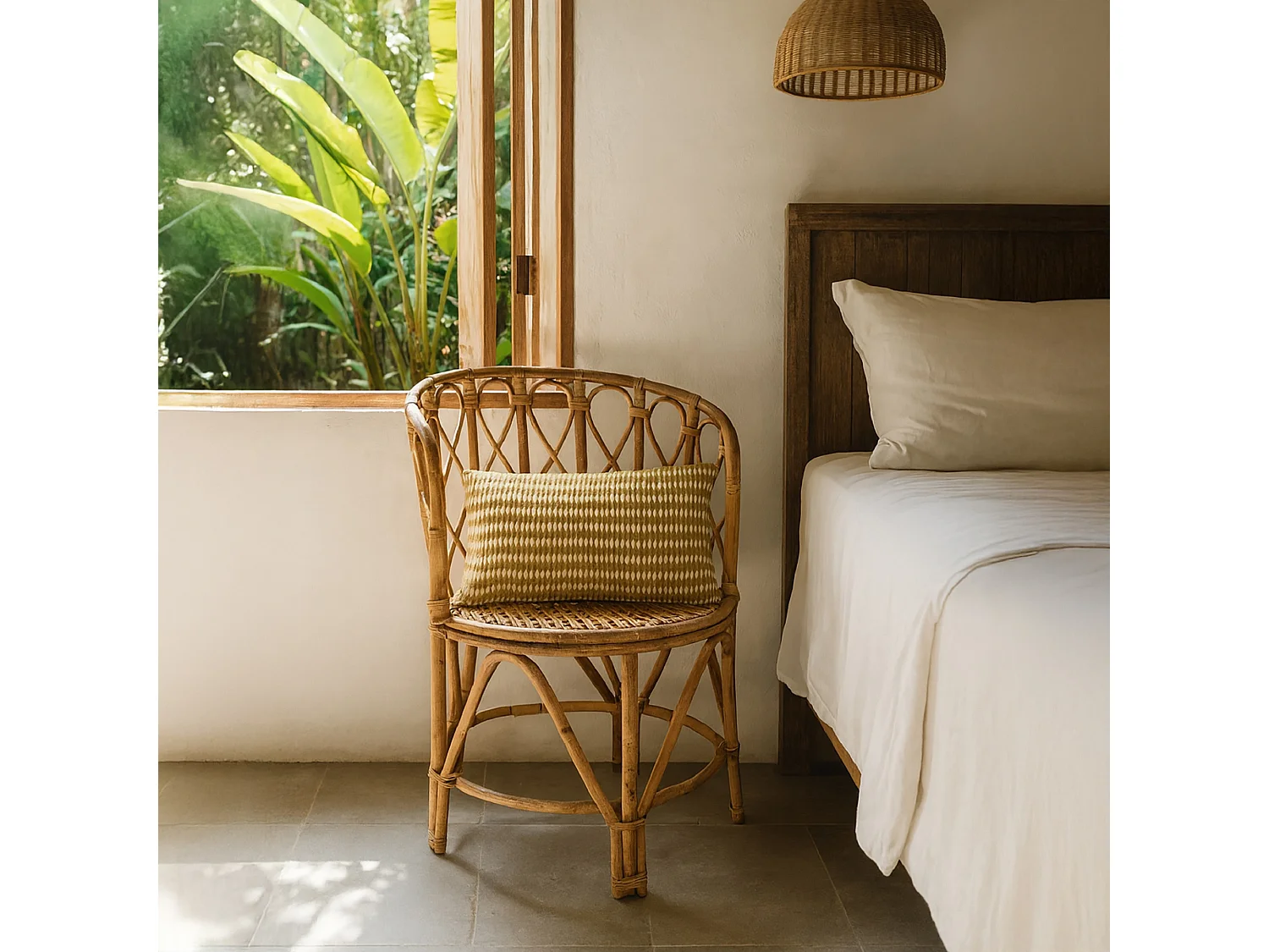 Now's Home - Fauteuil En Rotin Tressé Avec Coussin Terracotta