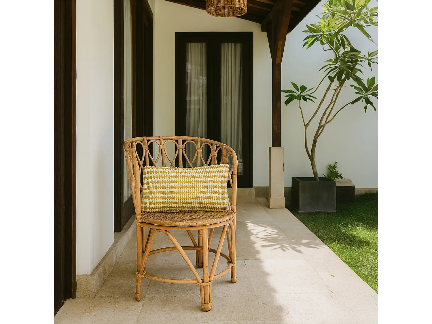 Now's Home - Fauteuil En Rotin Tressé Avec Coussin Terracotta