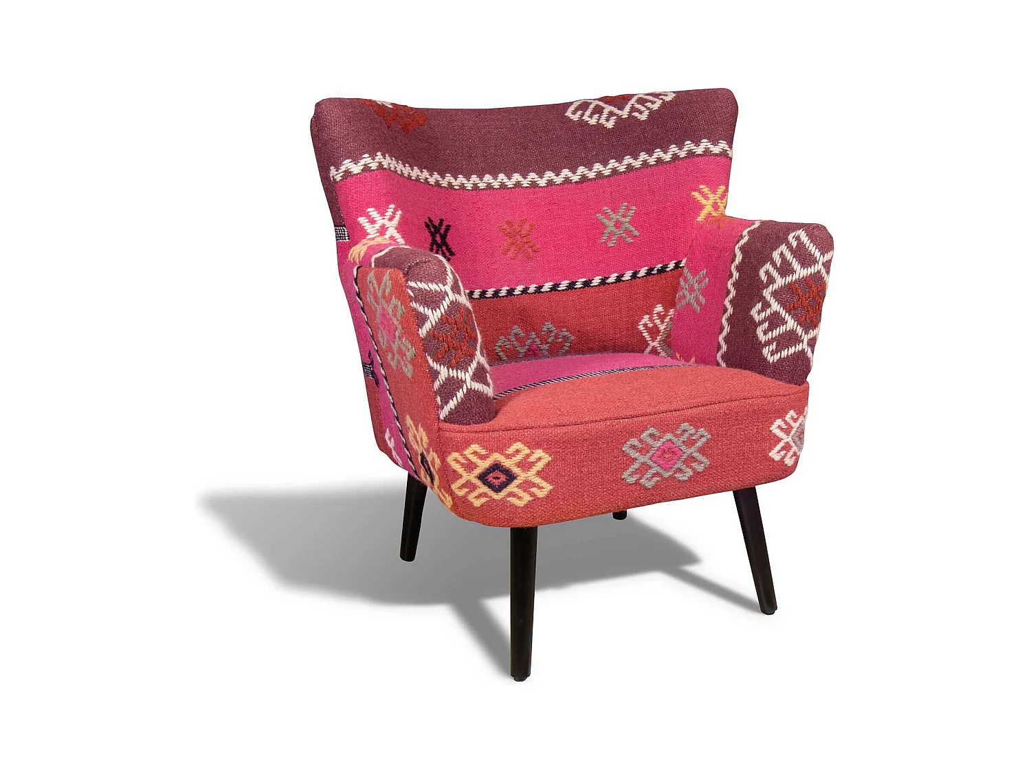 Now's Home - Fauteuil En Kilim  Brode A La  Main Multicolor 68x70x77.5 Cm Chaquiras