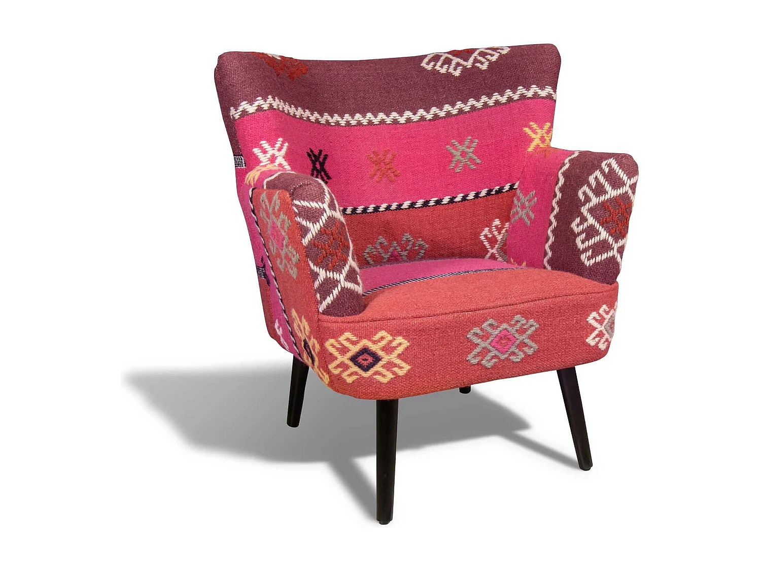 Now's Home - Fauteuil En Kilim  Brode A La  Main Multicolor 68x70x77.5 Cm Chaquiras