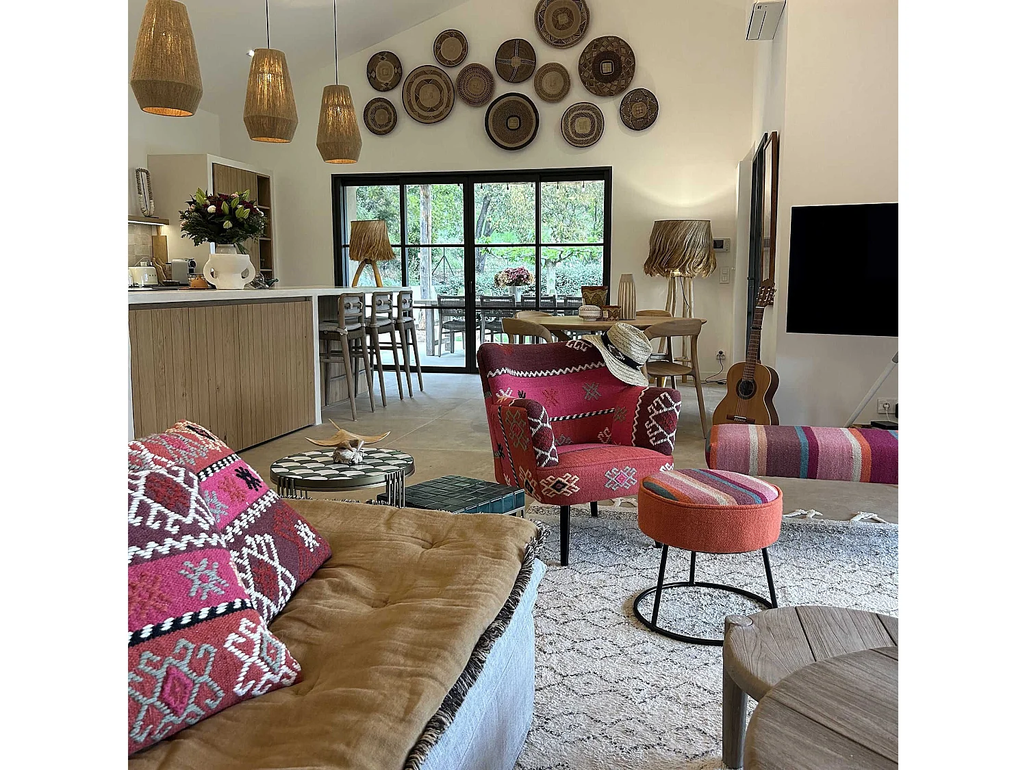 Now's Home - Fauteuil En Kilim  Brode A La  Main Multicolor 68x70x77.5 Cm Chaquiras