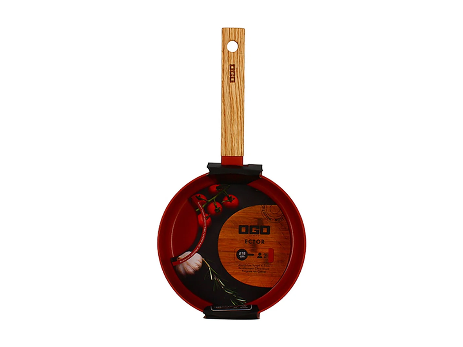 Ogo Living - Casserole Ector 18cm En Aluminium Paprika Avec Manche En Bois