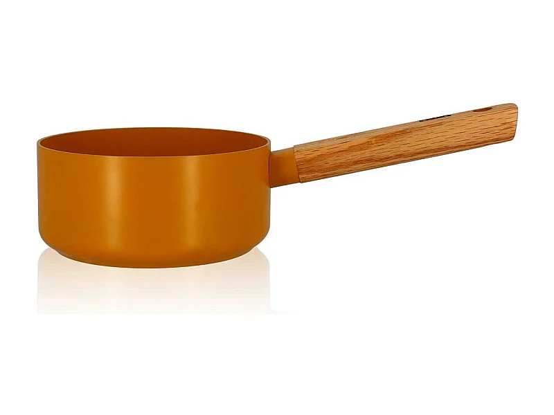Ogo Living - Casserole Ector 16cm Alu Revetement Ceramique Jaune Avec Manche Bois