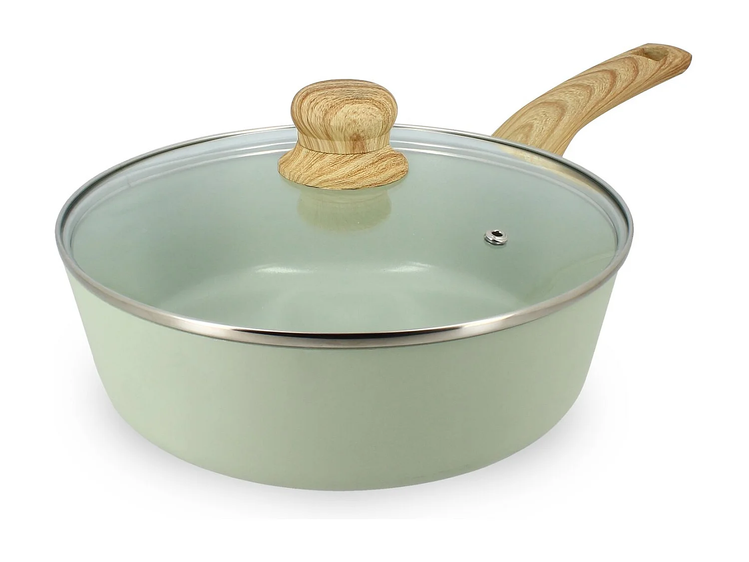 Menastyl - Sauteuse 24cm Colorama Celadon - En Aluminium - Revetement Antiadhesif En Ceramique