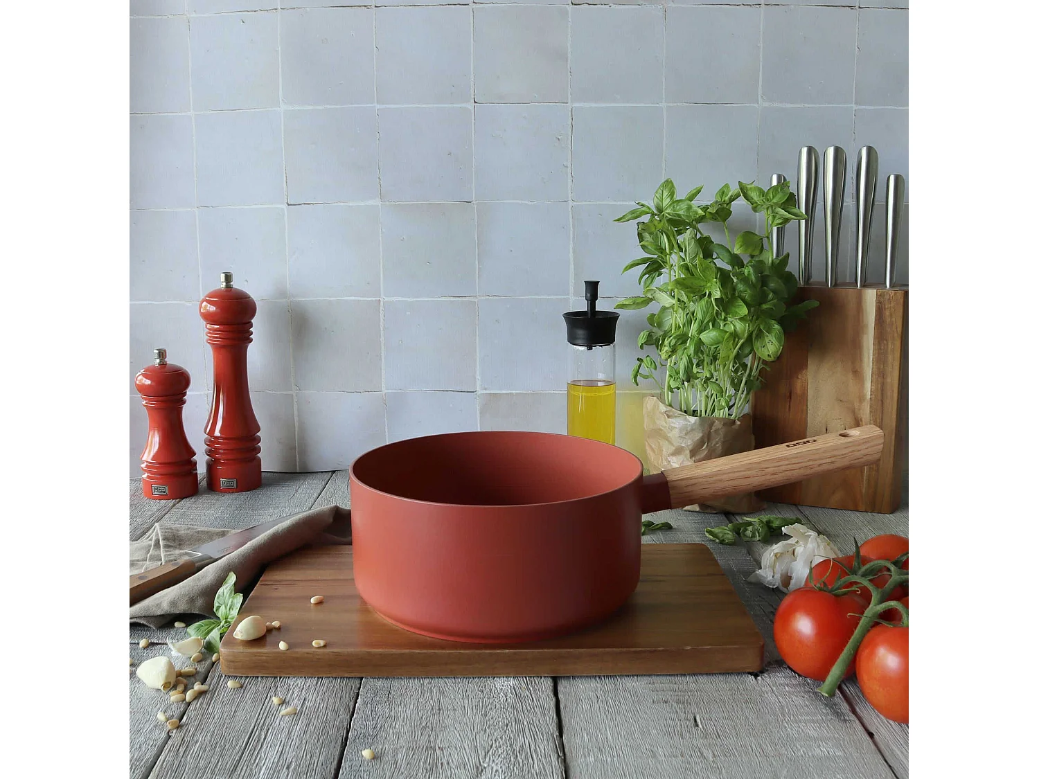 Ogo Living - Casserole Ector 20cm En Aluminium Paprika Avec Manche En Bois