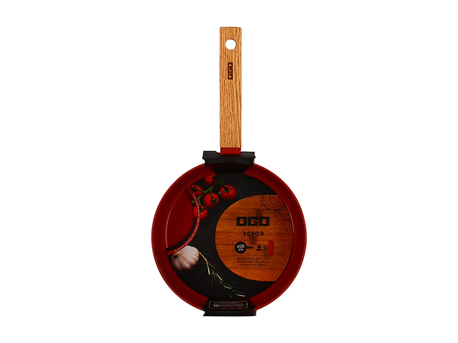 Ogo Living - Casserole Ector 20cm En Aluminium Paprika Avec Manche En Bois