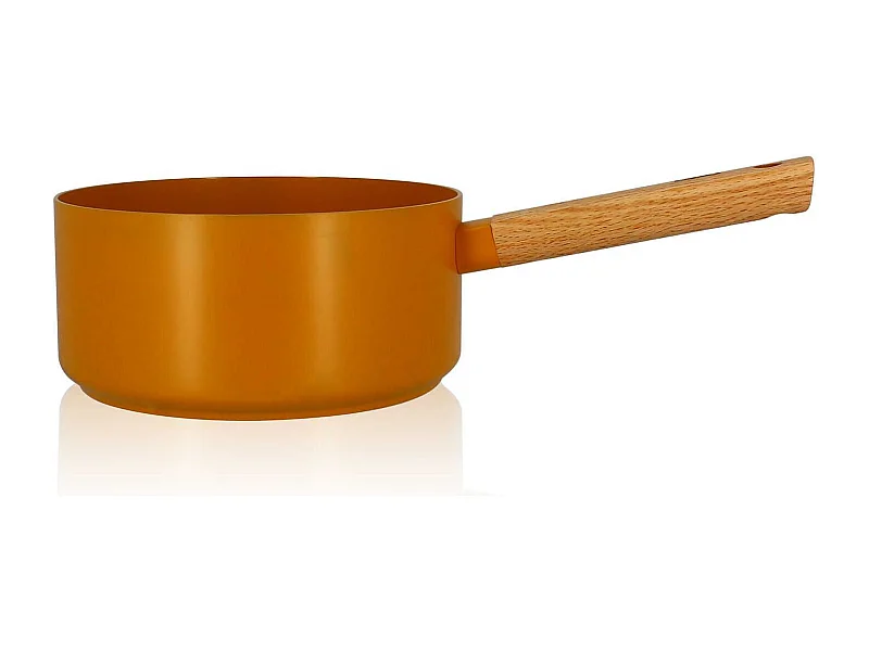 Ogo Living - Casserole Ector 20cm Alu Revetement Ceramique Jaune Avec Manche Bois