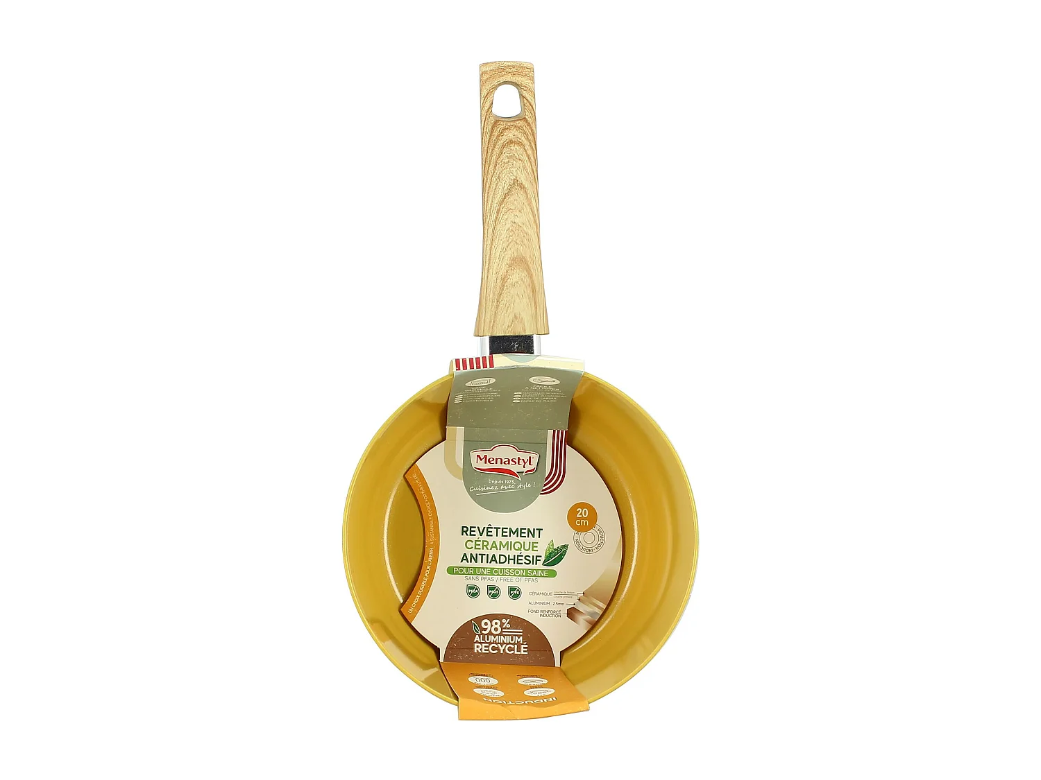 Menastyl - Casserole 20cm Colorama Safran- En Aluminium - Revetement Antiadhesif En Ceramique