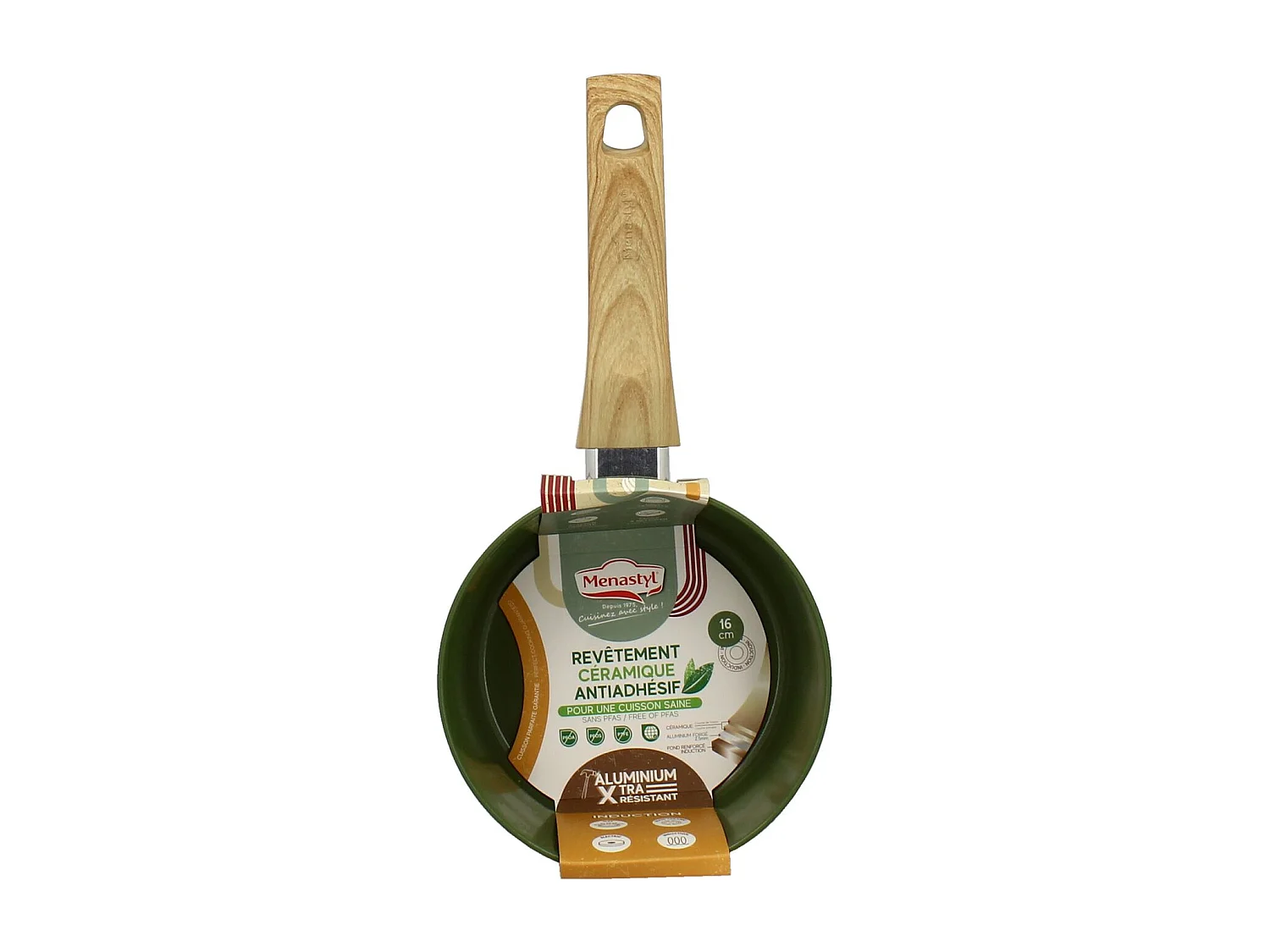 Menastyl - Casserole 16cm Colorama Olive - En Aluminium - Revetement Antiadhesif En Ceramique