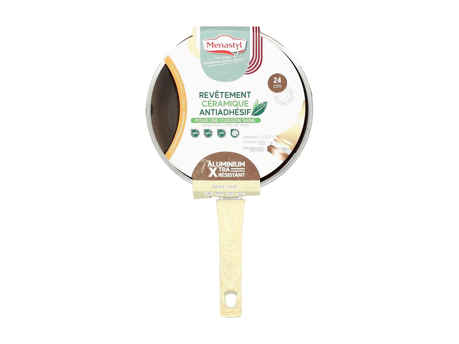 Menastyl - Sauteuse 24cm Colorama Noisette - En Aluminium - Revetement Antiadhesif En Ceramique