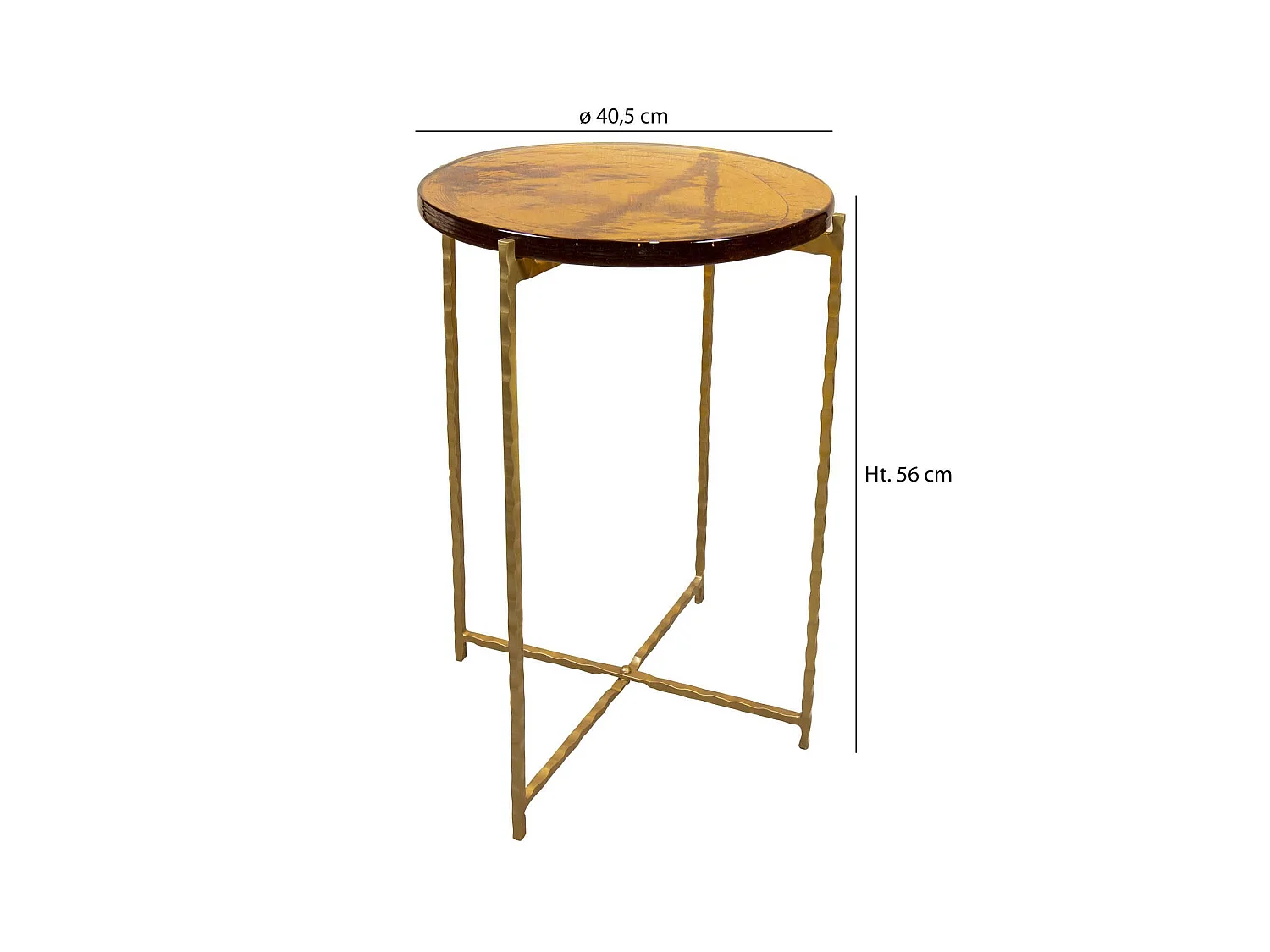 Now's Home - Meuble Appoint En Metal Dore Plateau En Verre Ambre 40.5xh56cm Belli