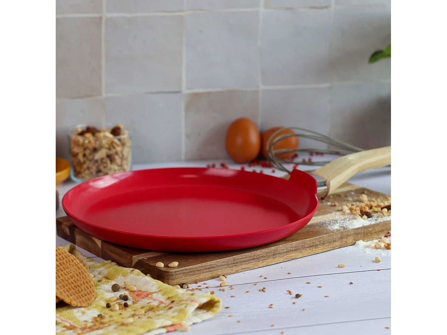 Menastyl - Crepiere 26cm Colorama Magenta - En Aluminium - Revetement Antiadhesif En Ceramique