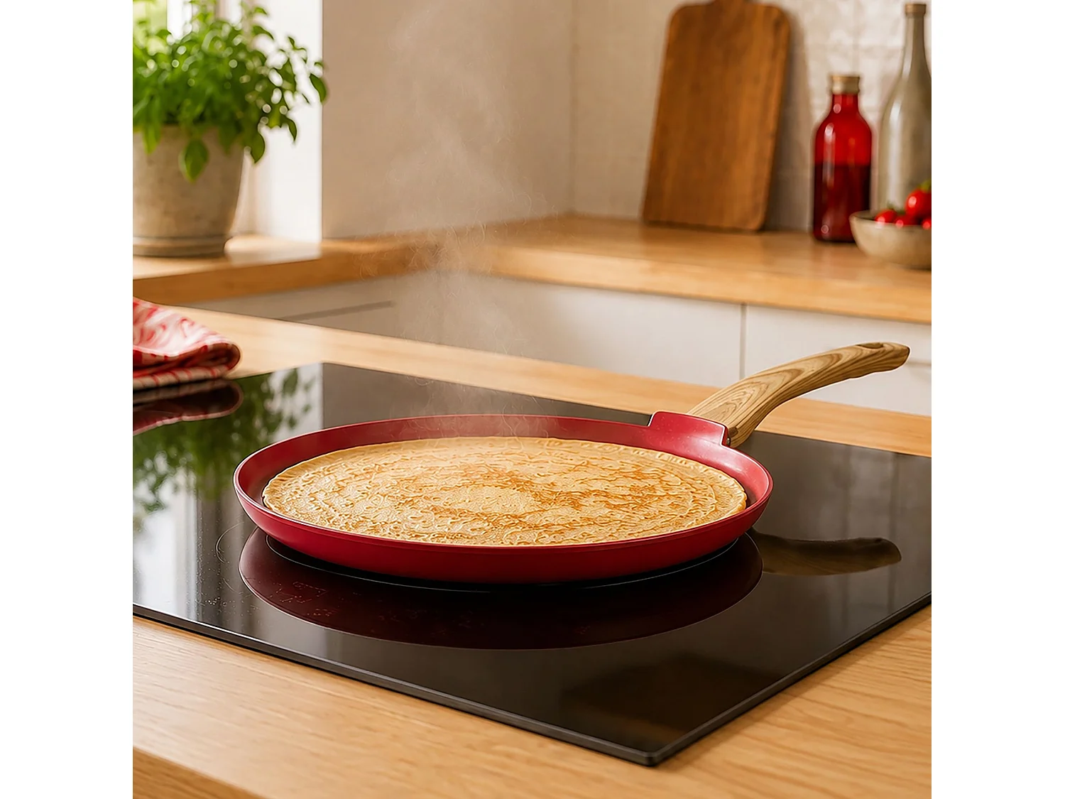 Menastyl - Crêpière 26cm Colorama Magenta - En Aluminium - Revêtement Antiadhésif En Céramique