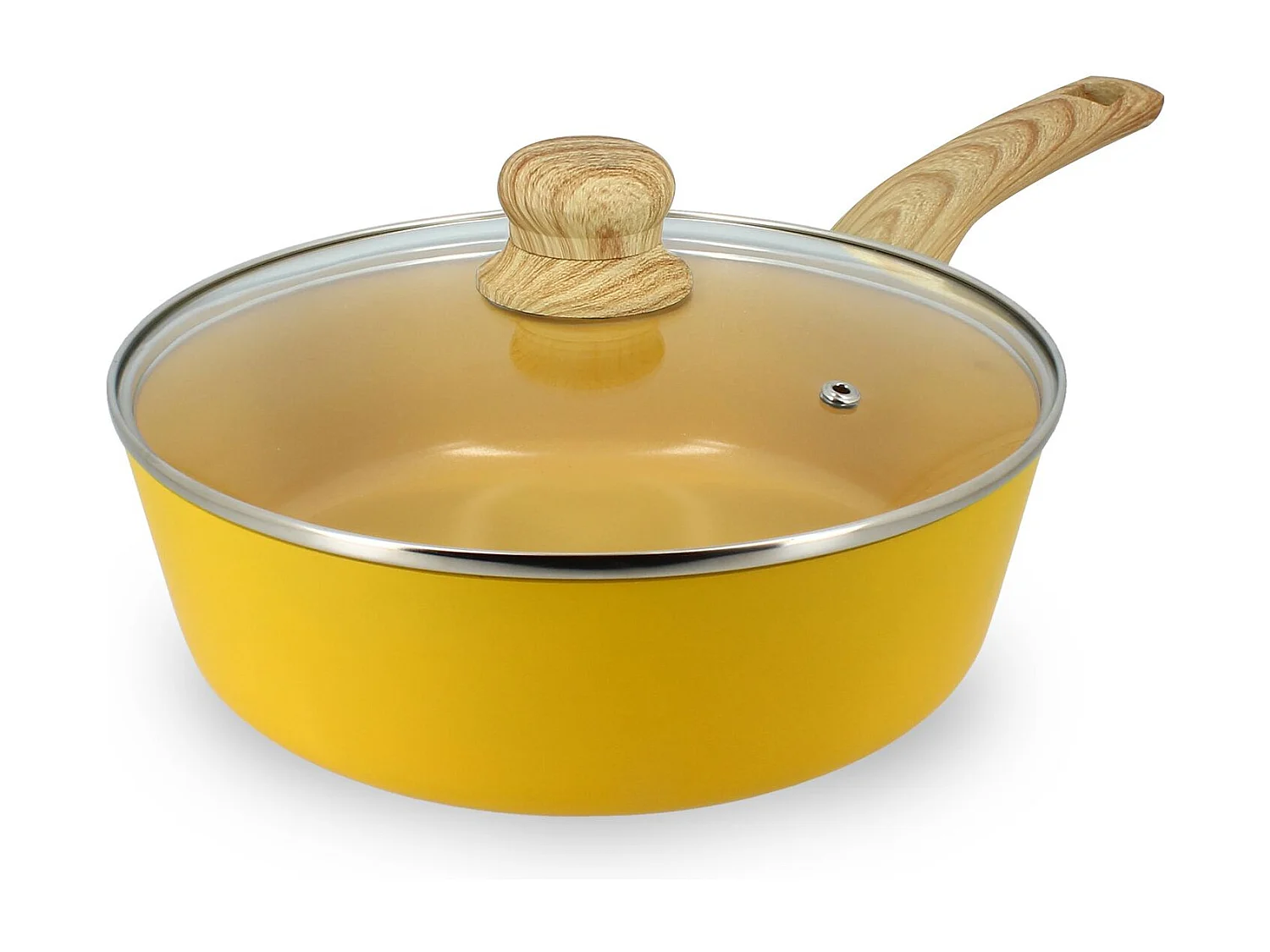 Menastyl - Sauteuse 24cm Colorama Safran - En Aluminium - Revetement Antiadhesif En Ceramique