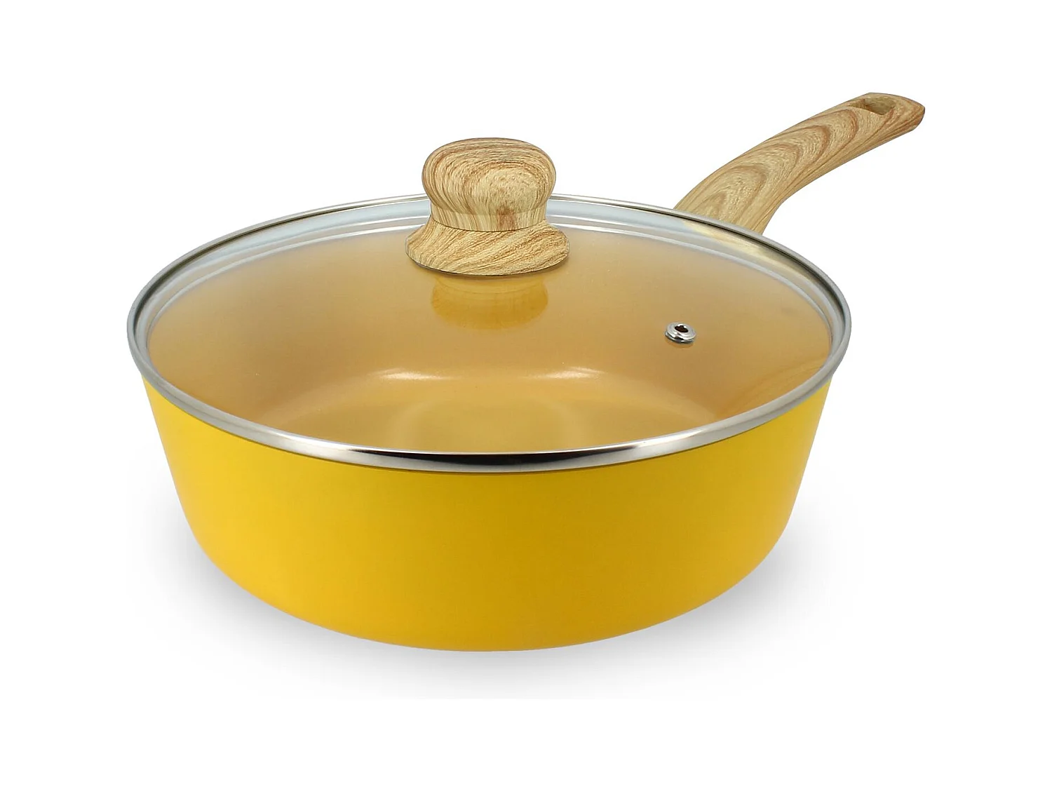 Menastyl - Sauteuse 24cm Colorama Safran - En Aluminium - Revetement Antiadhesif En Ceramique