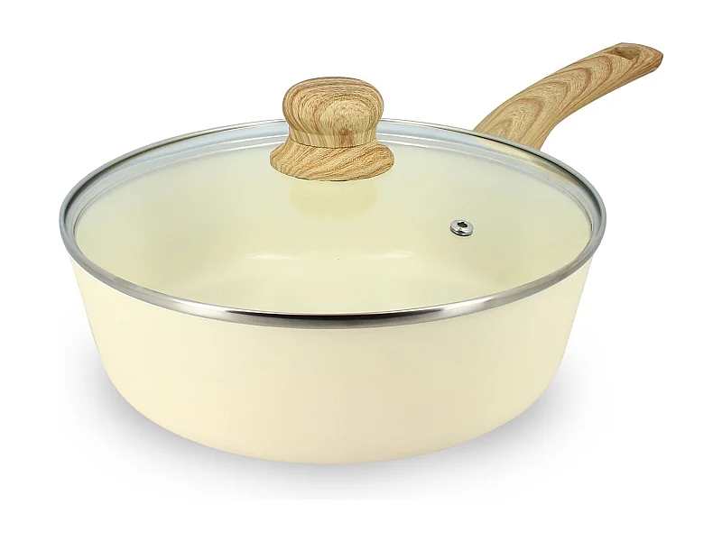 Menastyl - Sauteuse 24cm Colorama Creme - En Aluminium - Revetement Antiadhesif En Ceramique