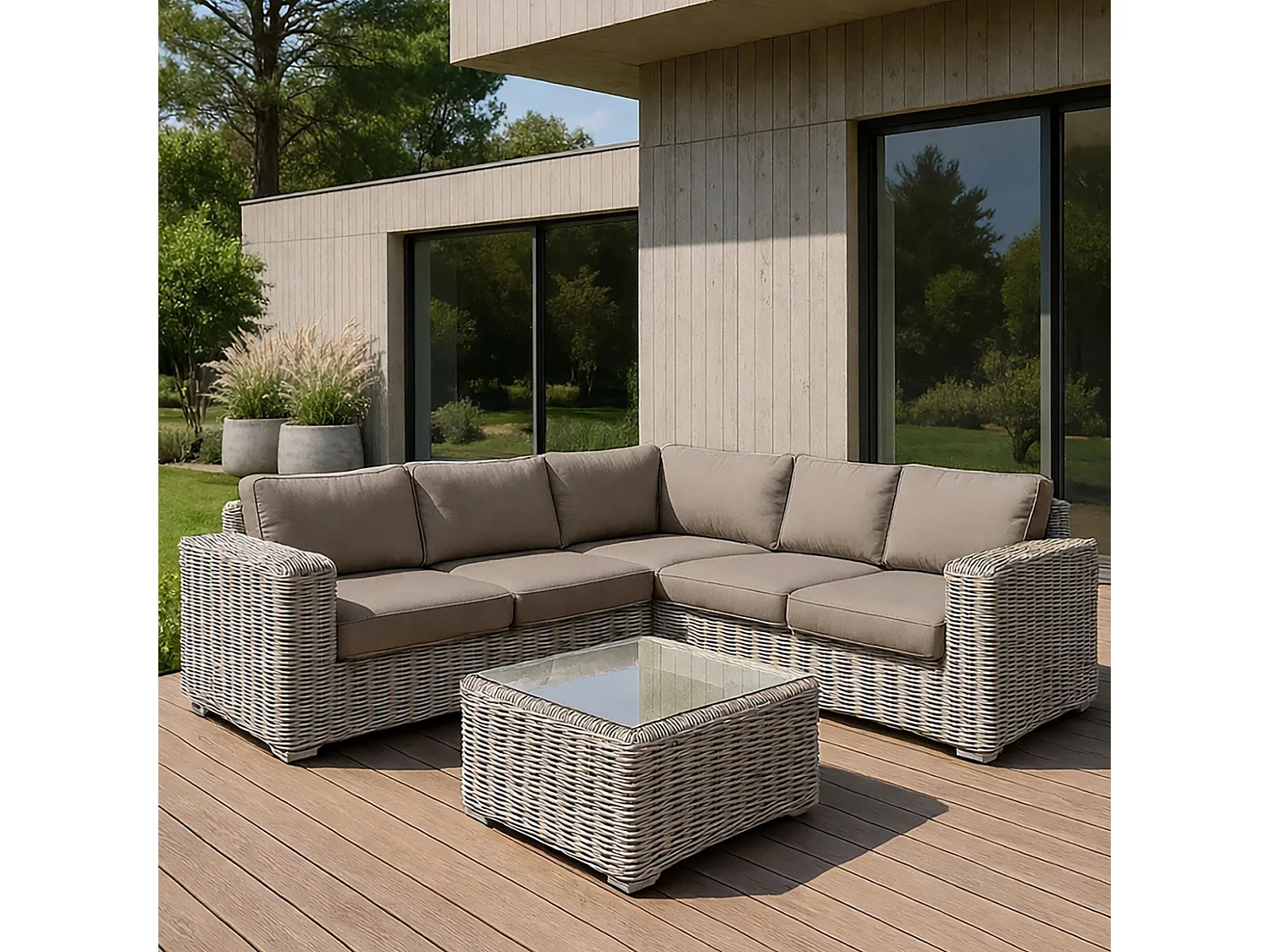 Now's Home - Set2 Pots Ronds En Fibre D'argile Forme Basse Hauteur 31 Et 40 Cm Faro