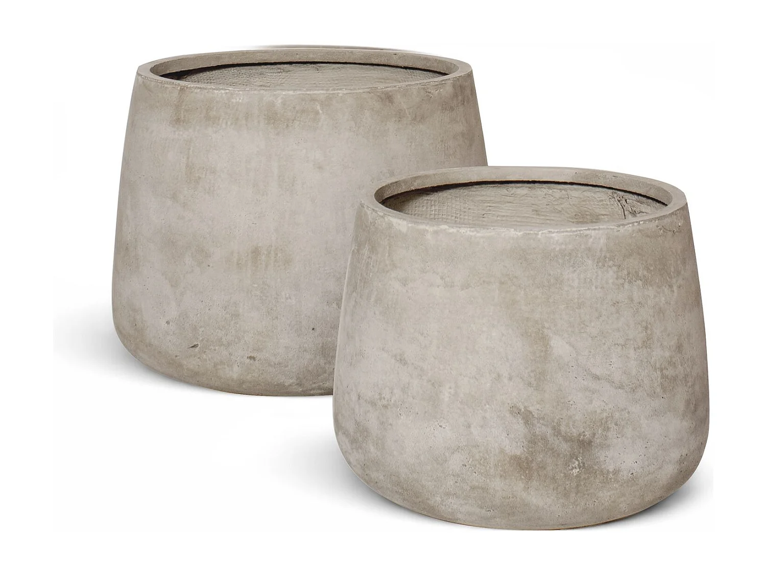 Now's Home - Set2 Pots Ronds En Fibre D'argile Forme Basse Hauteur 31 Et 40 Cm Faro