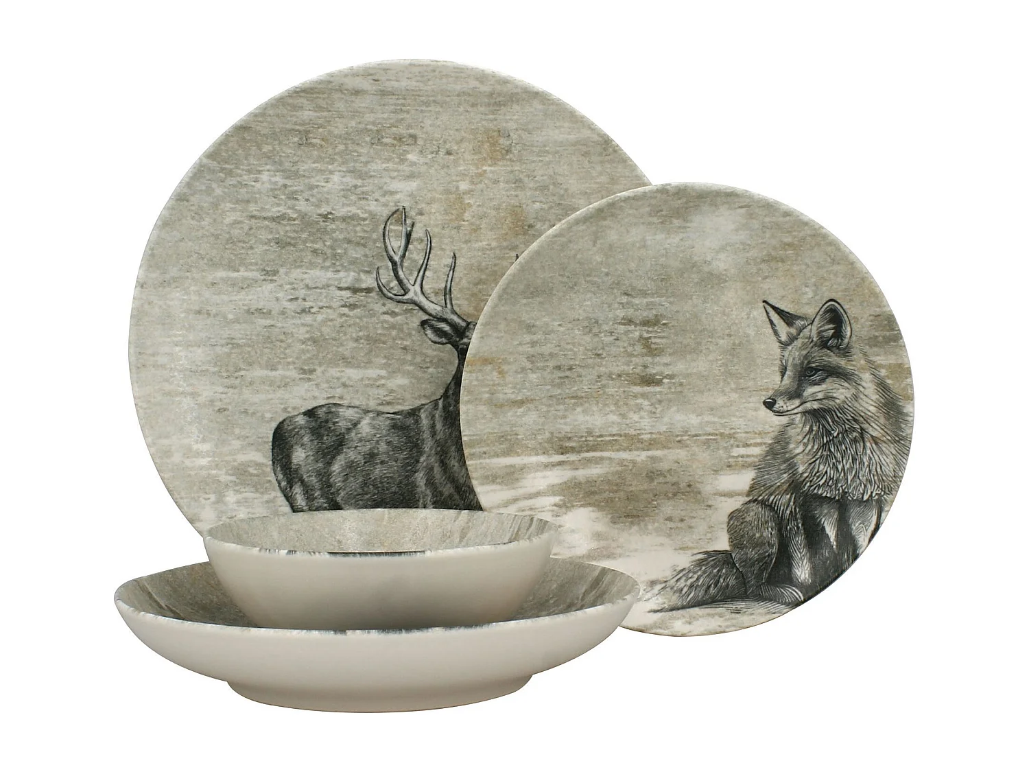Novastyl - Lot 6 Assiettes Desserts Lachat Renard 21cm En Porcelaine