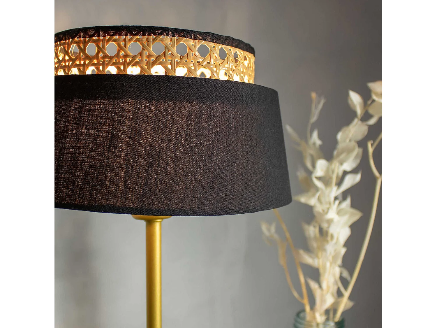 Now's Home - Lampadaire En Metal Noir Et Dore H150cm Avero