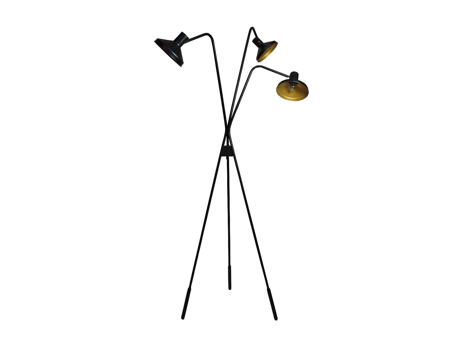 Now's Home - Lampadaire Trepied En Métal Noir Et Doré 41x41xh158cm Snake