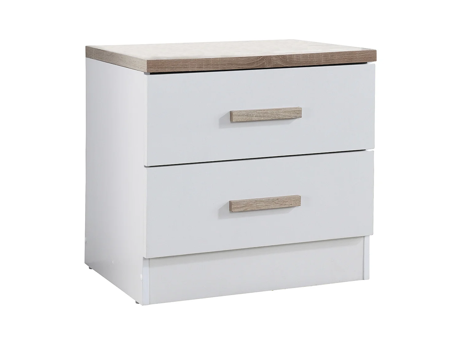 Set van 2 nachtkastjes met 2 lades - Wit en naturel - SKAIDO